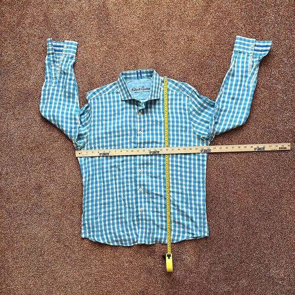 Robert Graham Shirt Mens Large Blue Gingham Classic Fit Long Sleeve Button Down - Picture 10 of 12